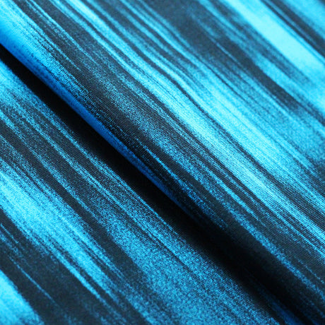 Kismet Nylon Spandex Fabric - Brazilian Print, Black Background, Striped Pattern, 58/60" Width (1 Yard)