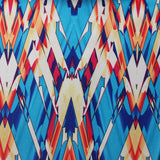 Perplexed Polyester Spandex Tricot Fabric - Multicolor Ikat Diamond Geometric, 58/60" Width (1 Yard)
