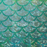 Tie Dye Monster Mermaid Nylon Spandex Fabric - Pink/Orange, Purple/Pink, Turquoise/Lime Hologram Fish Scale, 58/60" Width (1 Yard)
