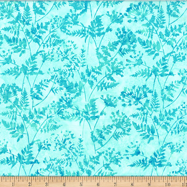 Cotton Batik Turquoise Sweet Cicely Fabric