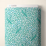 Cotton Print Turquoise Birds and Branches Fabric 44/45"