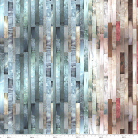 Cotton Fabric Turquoise Hardwood Floor Ombre 44/45"
