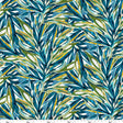 Cotton Print Turquoise Leaf Allover Fabric 44/45"