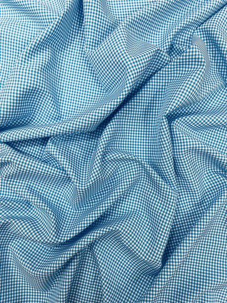 Gingham 1/8 Squares Polyester Poplin Fabric - Checkered Gingham, 60" Width (1 Yard)