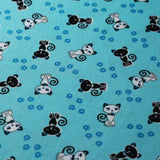 Pretty Kitty Polyester Spandex Fabric - Black And White Cat Print, Pink/Turquoise, 58/60" Width (1 Yard)
