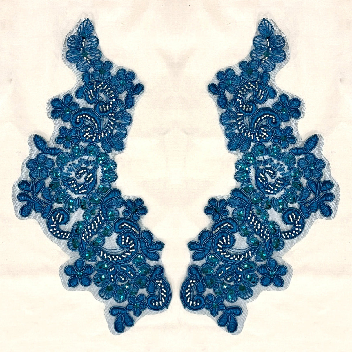 Beaded Floral Lace Applique