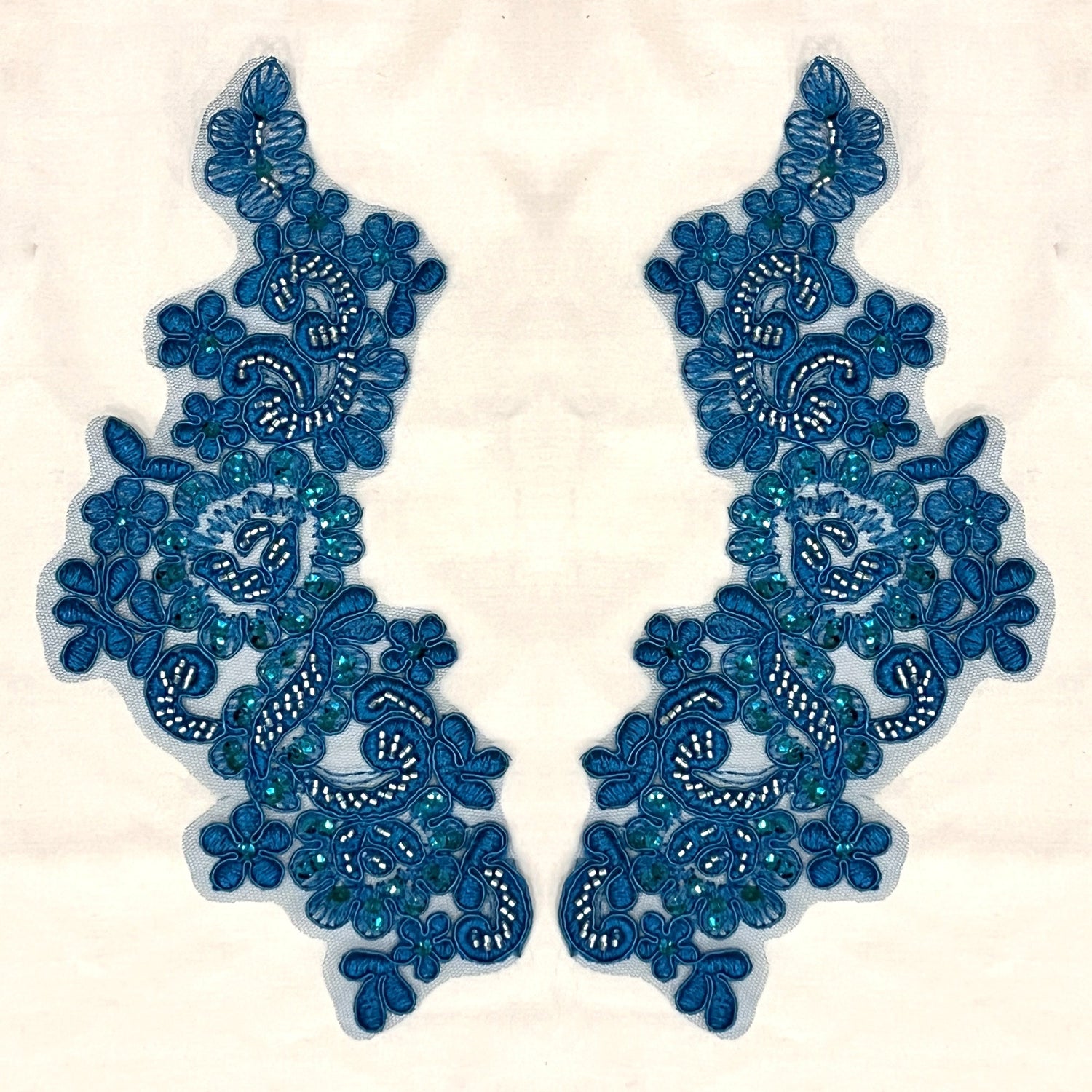 Beaded Floral Lace Applique
