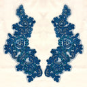 Beaded Corded Floral Lace Applique Pair
