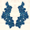 Beaded Corded Floral Lace Applique Pair