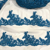 Beaded Corded Lace Trim on Polyester Net Mesh