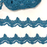 Beaded Corded Lace Trim on Net Mesh