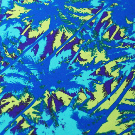 Sunset At The Beach Nylon Spandex Fabric - Assorted Colors, Tropical Palm Tree Print, 58/60" Width (1 Yard)