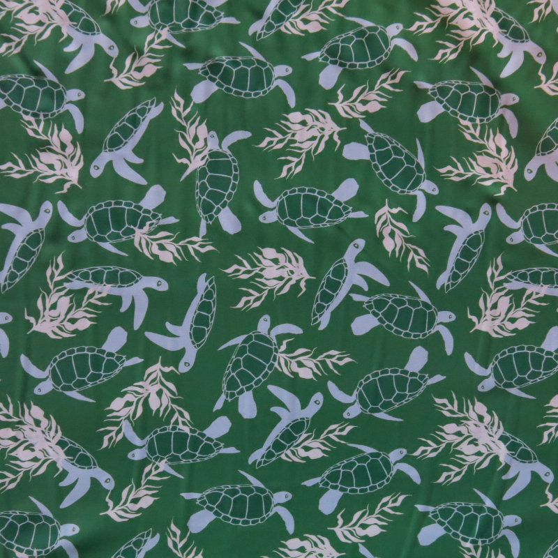 Swim Knit Nylon Spandex Turtles on Green 4-Way Stretch