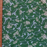 Swim Knit Nylon Spandex Turtles on Green 4-Way Stretch