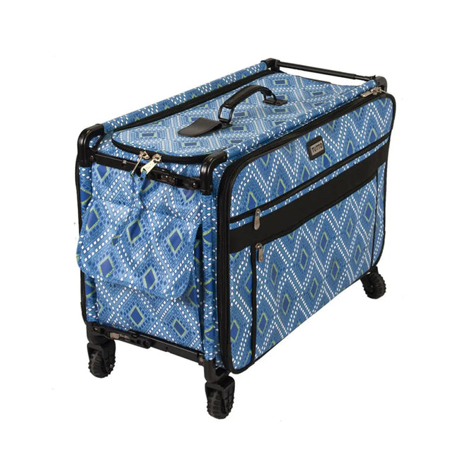 Sewing Machine Case on Wheels 24in Blue Diamond