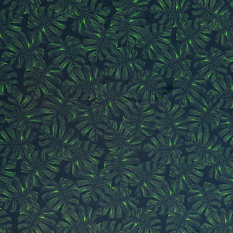Swim Knit Nylon Spandex Twilight Monstera Print