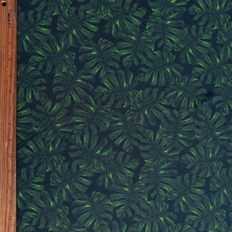 Swim Knit Nylon Spandex Twilight Monstera Print