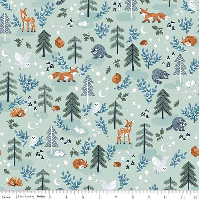 Quilting Cotton Twilight Creatures Main Mint Riley Blake