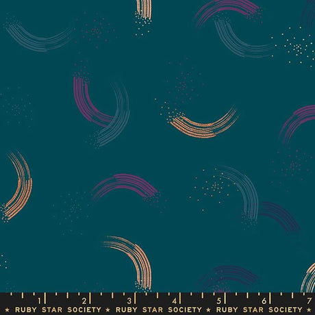 Quilting Cotton Twirl Metallic GalaxyTurquoise by Sarah Watts