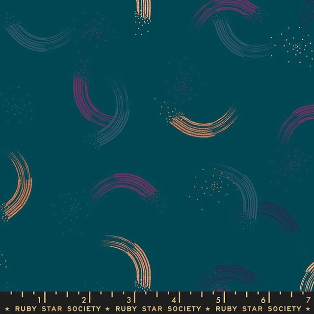 Quilting Cotton Twirl Metallic GalaxyTurquoise by Sarah Watts