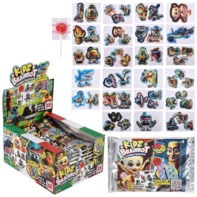 Brainrot Holographic Stickers And Lollipop (24 Ct)