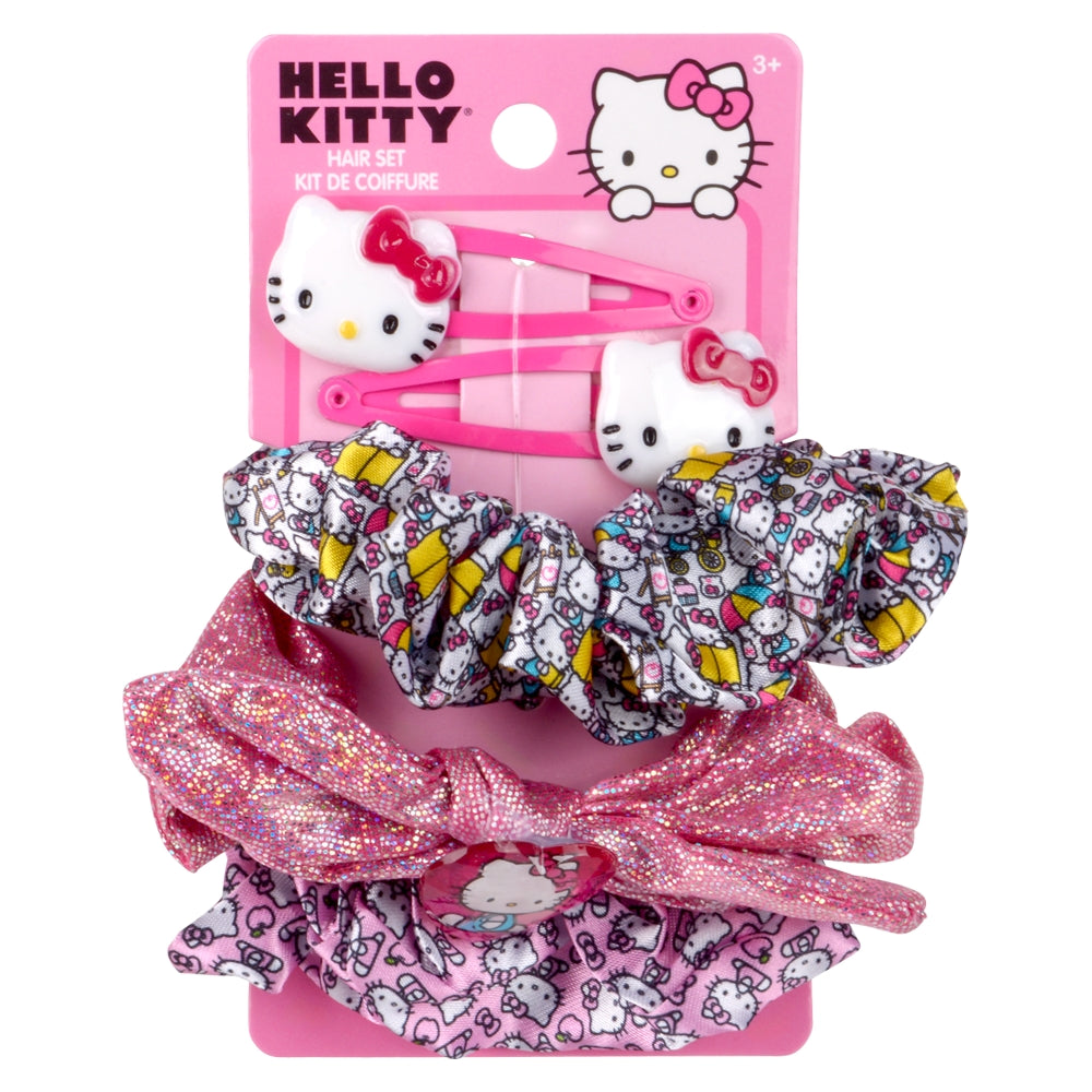 Hello Kitty Scrunchie Set With 2 Hair Clips