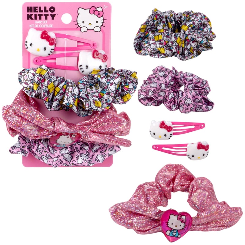 Hello Kitty Scrunchie Set With 2 Hair Clips