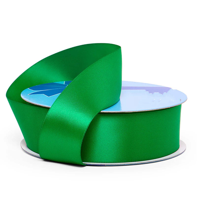Solid Satin Ribbon for Handcrafted Floral Work 1 1/2 '' X 50 yd Double Faced 1 / roll Emerald