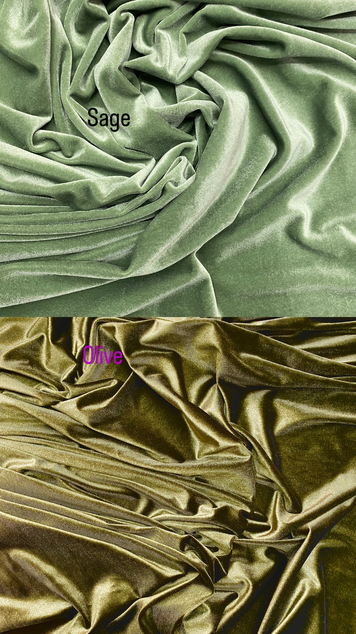 Olive Stretch Velvet Fabric - Olive, 58"-60" Width (1 Yard)