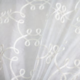 Uptown Metallic Embroidered Sheer Polyester Fabric - White, Champagne, Brass, 110" Width (1 Yard)