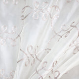 Uptown Metallic Embroidered Sheer Polyester Fabric - White, Champagne, Brass, 110" Width (1 Yard)