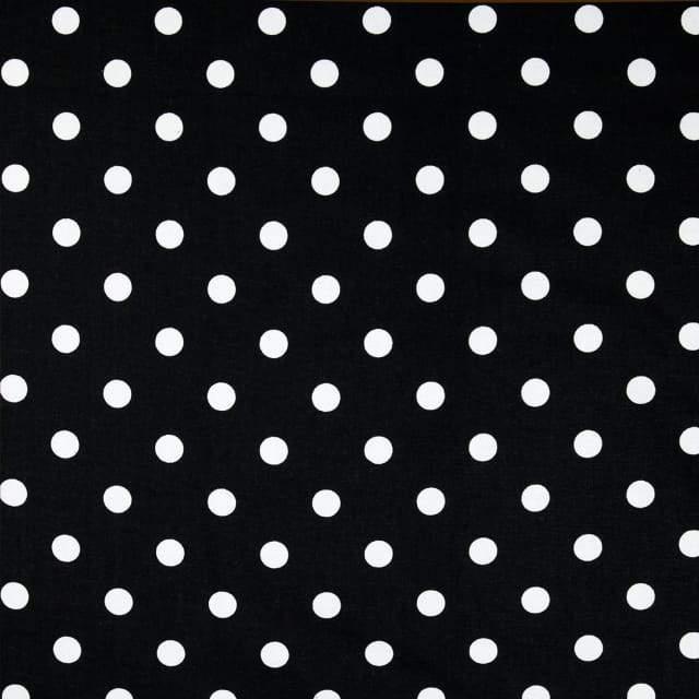 1/4″ Quarter inches White Polka Dot on Black Poly Cotton Fabric,