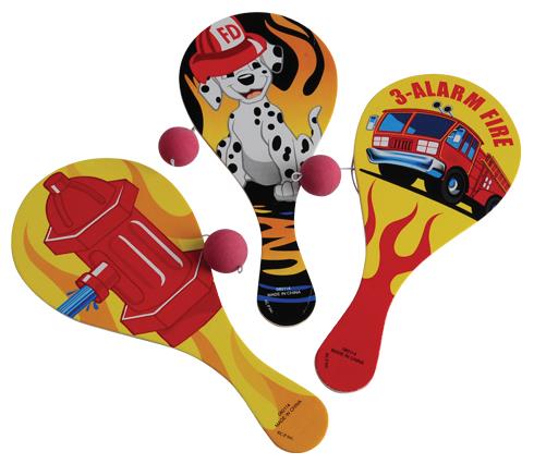 Fun Firefighter Paddle Balls for Party Favors and Outdoor Games for Kids and Adults