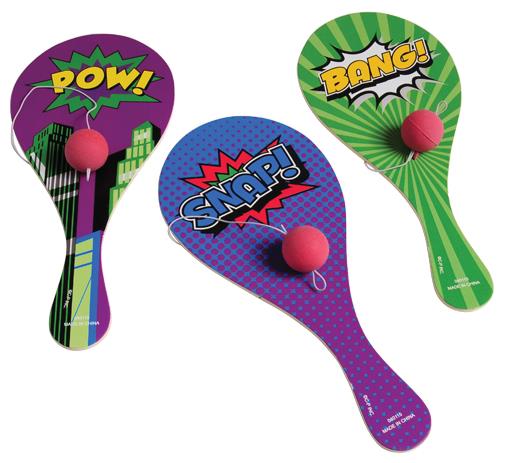 Superhero Paddle Balls Set of 12 for Party Favors Kids Games and Fun Activities