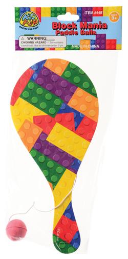 Block Mania Paddle Balls for Kids Party Games and Building Block Theme Celebrations Including 12 Units