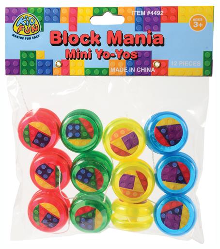 Block Mania Mini Yo-Yos Party Favor for Themed Events Birthdays and Creative Play