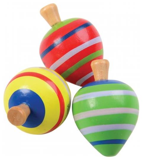 Classic Painted Wood Spin Tops Set for Nostalgic Play and Colorful Parties