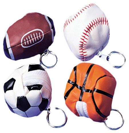 Assorted Sports Pouch Keychains for Party Favors Sporting Events and Clubs