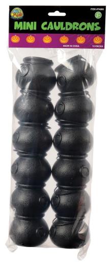 Set of 12 Mini Cauldrons for Halloween Party Supplies Decorations and Favors