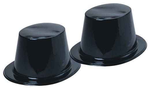 Dapper Black Top Hats for Costume Parties New Years Celebrations and Magician Tricks