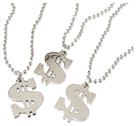 Fun Dollar Sign Necklaces for Mardi Gras Costume Parties Birthdays and Casino Events