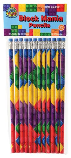 Colorful Block Mania Pencils Set for Kids School Supplies Party Favors and Creative Activities
