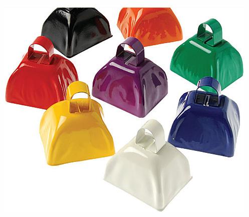 Colorful Cowbells Set of 12 for Sports Events Parties and School Functions