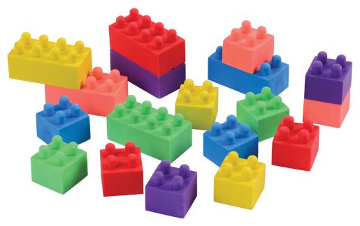 Fun Block Mania Erasers Set for School Supplies and Creative Play Activities