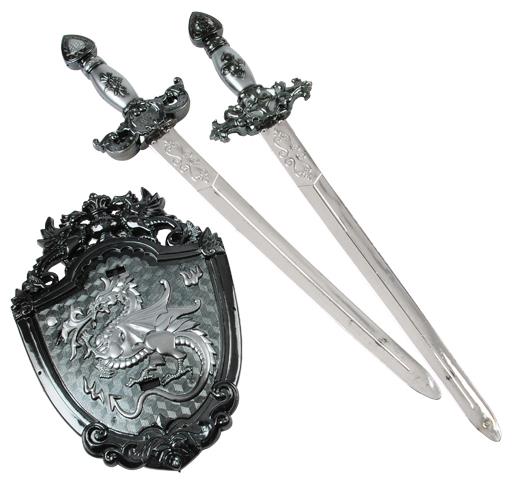 Dragon Sword and Shield 3-pc Set for Medieval Fantasy Play and Costume Adventures