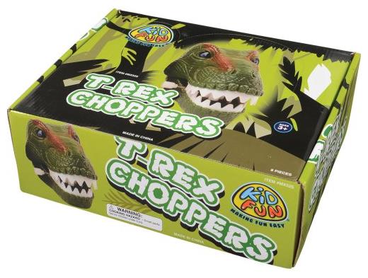 T-Rex Choppers Set of 8 Plastic Wind-Up Toys for Dinosaur Themed Parties and Events