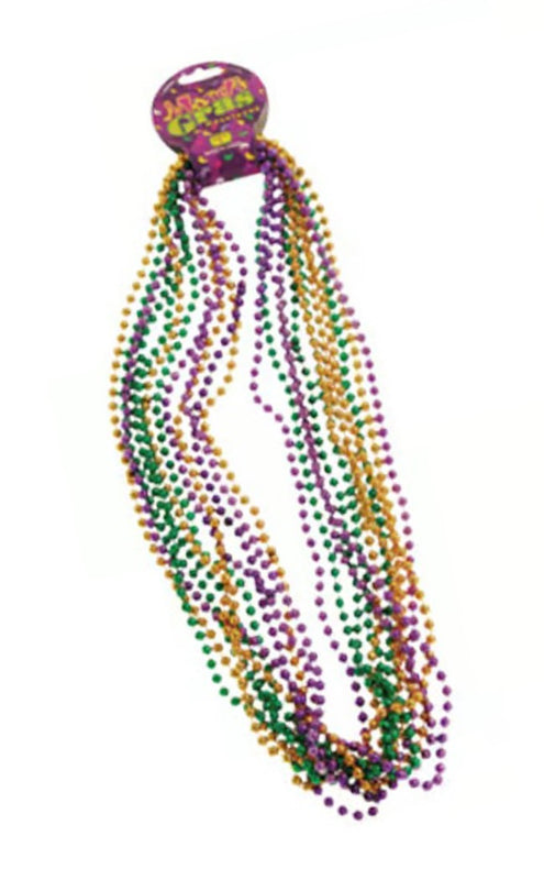 Mardi Gras Bead Necklaces for Carnival Celebrations and Festive Parties with 12 Units