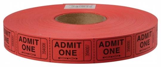 Bulk Admit 1 Red Stock Tickets for Carnival Events Parties and Fundraising Activities