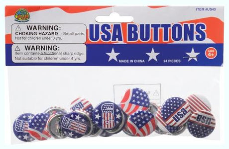 USA Button 24 Pack for Patriotic Parties Events and Support During Olympic Season