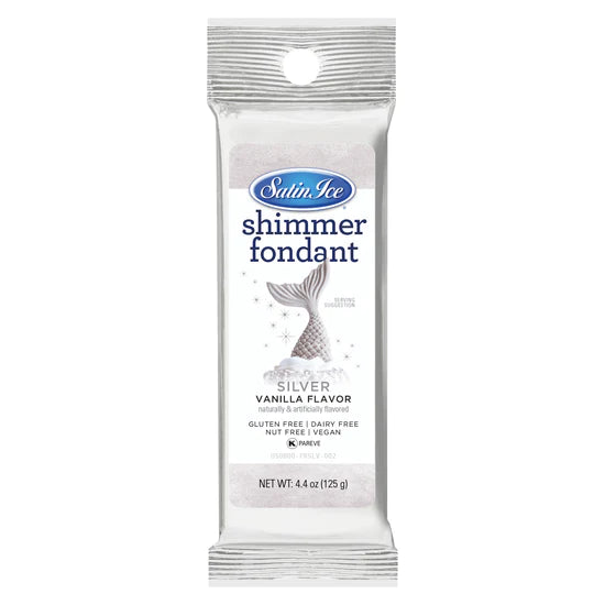 Satin Ice Silver Shimmer Fondant - 4.4oz Foil Package